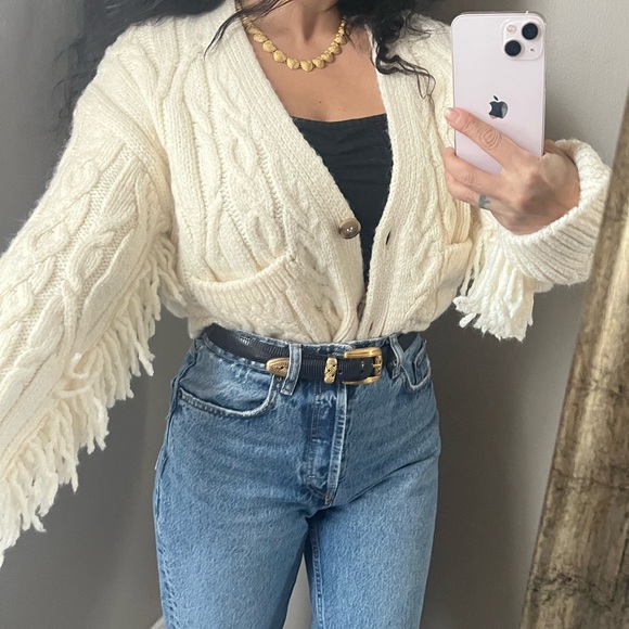 Mango Sweaters - Mango MNG cardigan fringe sweater oversized boxy xs fall autumn cozy cute